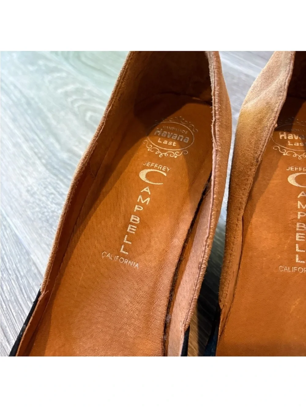 Jeffrey Campbell Tan Suede Wedges with Black Bow Accent